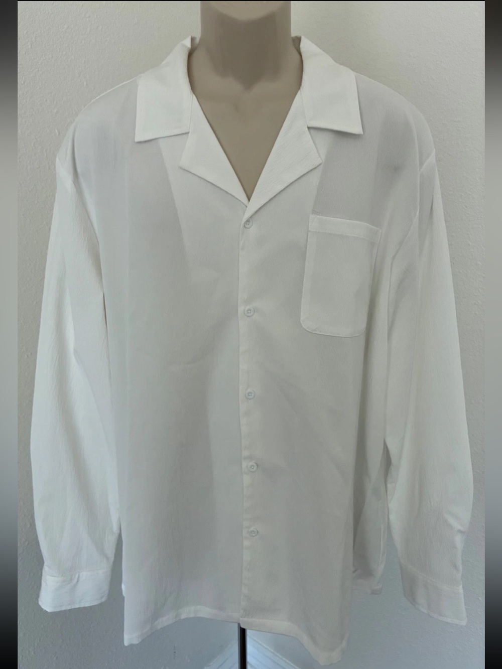 COOFANDY Mens Dress Shirt White Button Down V- Neck Long Sleeve Sz XXL